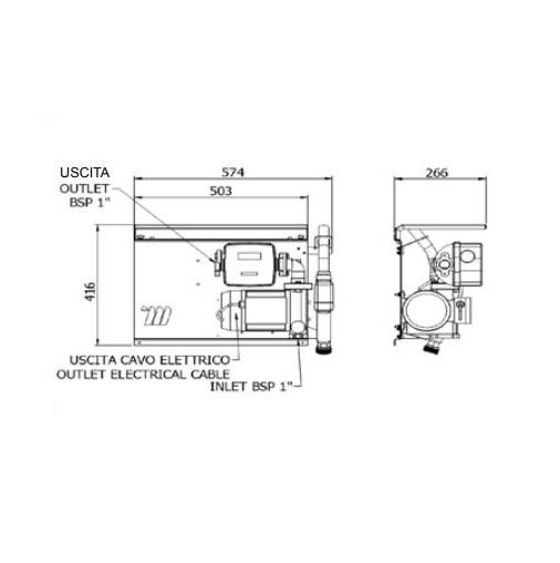 Distributore a parete travaso gasolio | pensilina | 100 l/min | 805 W