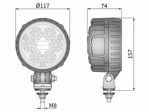 Faro da lavoro 6 led rotondo 12-24V DC a raggio ampio