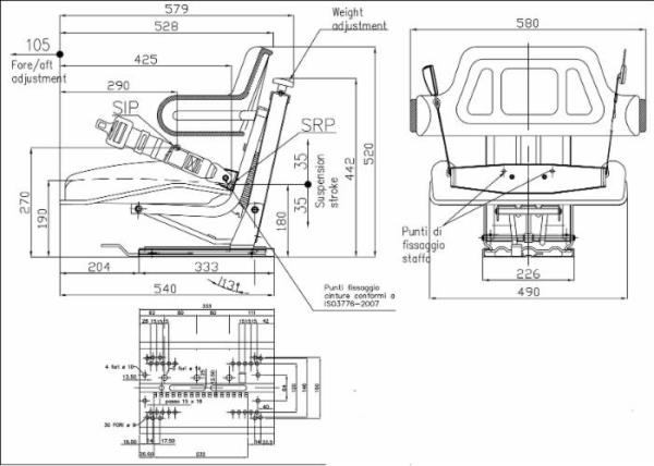 Sedile Seat Tre avvolgente con molleggio verticale