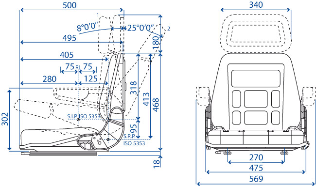 Sedile SC 40 in skay a base piana con guide