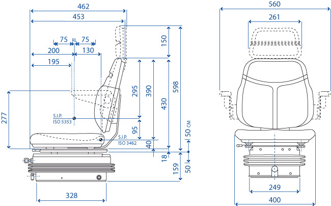 Sedile SC 74 in stoffa con molleggio ad aria