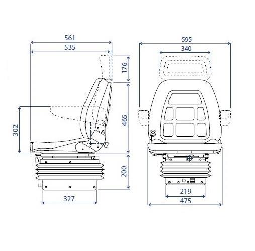 Sedile SC 85 in skay a base piana con guide e molleggio meccanico 