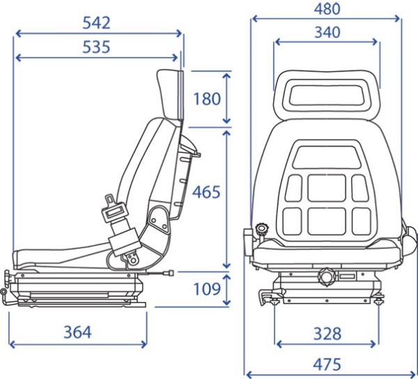 Sedile SC 85 in skay con guide e molleggio meccanico basso