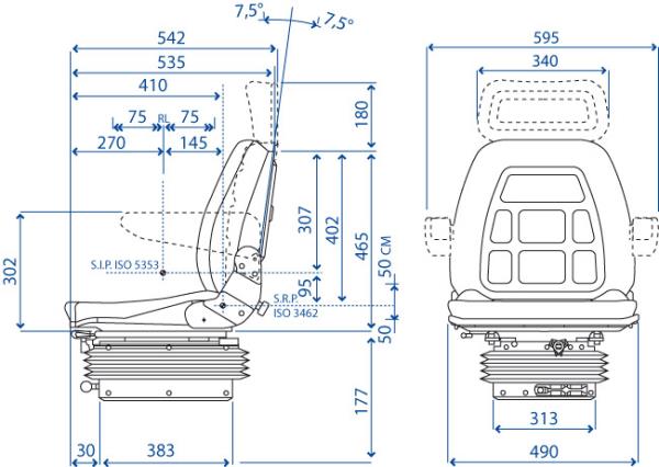 Sedile SC 95 in skay a base piana con guide molleggio meccanico 