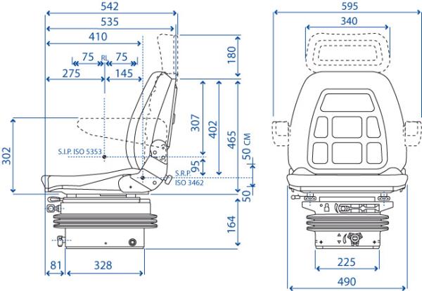 Sedile SC 95 in stoffa a base piana con molleggio meccanico