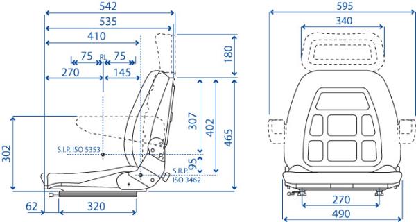 Sedile SC 95 in stoffa a base piana con guide