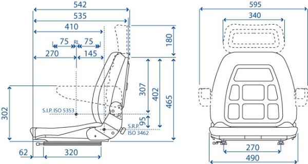 Sedile SC 95  in skay nero a base piana con guide