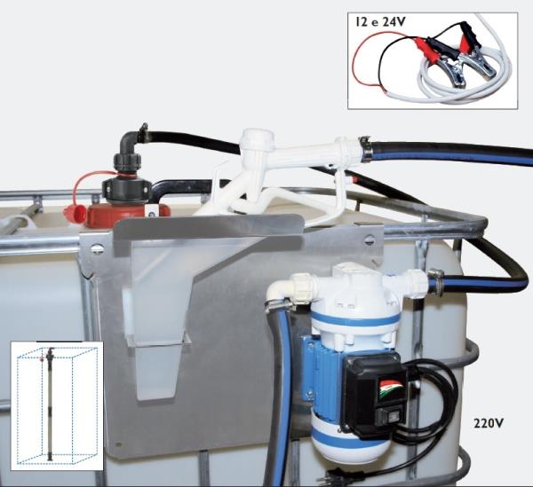 Elettropompa 12V completa per fusti da 1000 l 35 l/min