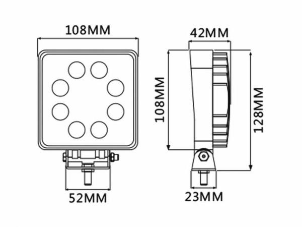 Faro da lavoro a 8 led 10-90V 24W 1800LM