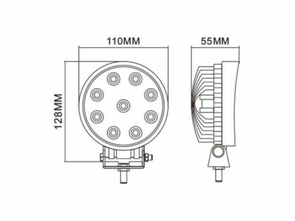 Faro da lavoro rotondo 10 led 10-36V a largo raggio