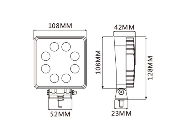 Faro da lavoro quadrato 8 led 10-36V a largo raggio