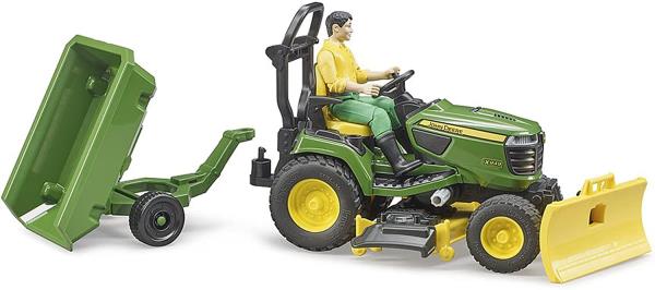 Modellino trattorino John Deere con rimorchio e operatore