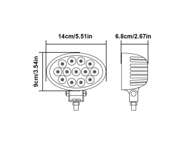 Faro da lavoro led ovale in alluminio 10-36V DC a raggio ampio/largo