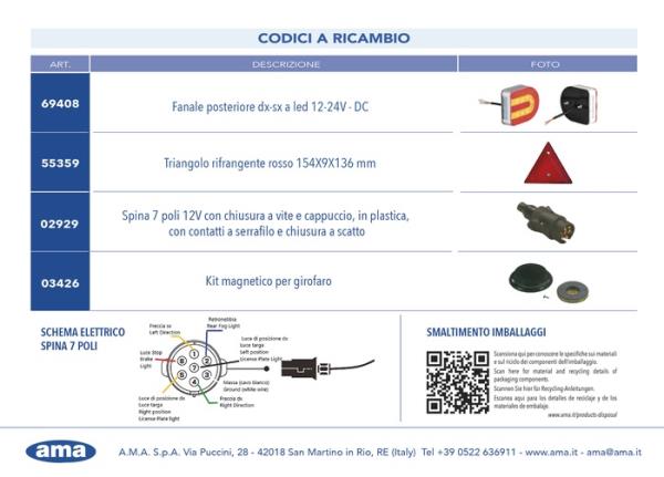 Kit magnetico luci posteriori led 12-24V | Triangoli | Cavo 7,5m + 2,5m