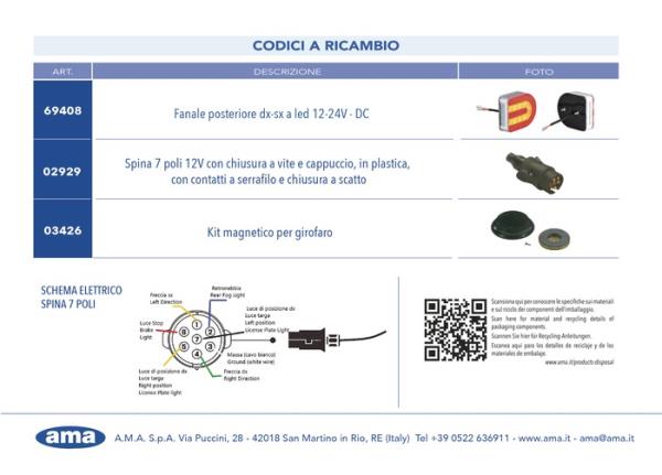 Kit magnetico luci posteriori led 12-24V | Cavo 7,5 m + 2,5 m