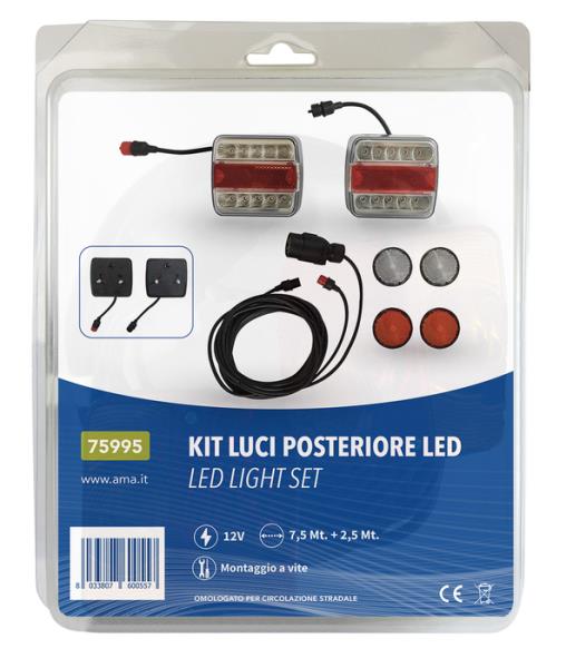 Kit luci posteriori led con magnete | Cavo lunghezza 7,6m + 2,5m tra fanali