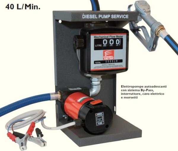 Elettropompa 12V per gasolio con contalitri meccanico 40 l/min