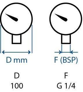Manometro alla glicerina con cassa in inox e attacco radiale | diam. 100