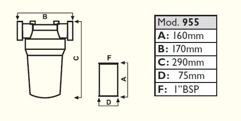 Cartuccia per filtro separatore acqua/gasolio 955