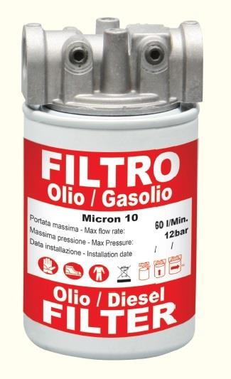 Cartuccia ricambio filtro per olio e gasolio 60L/min | 10 micron