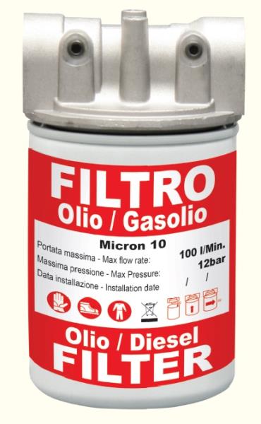 Filtro a cartuccia 100L/min | 10 micron | pressione max 12 bar