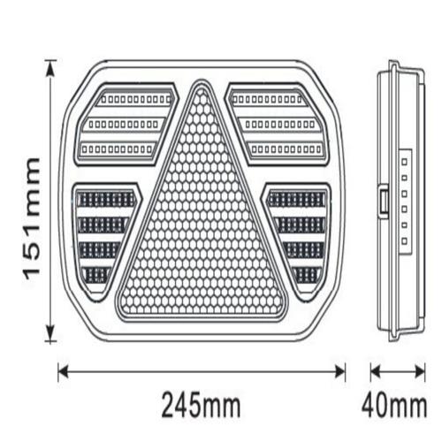 Kit luci posteriori a LED 12/24V cavo 8x2,5 m
