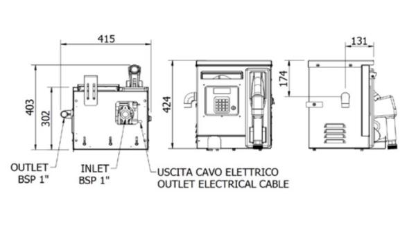 Distributore elettronico travaso gasolio | 60 l/min | 460 W | Connessione LAN