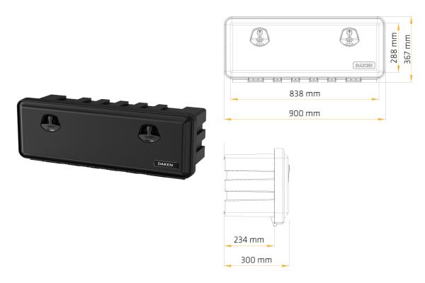 Cassetta porta attrezzi in plastica 900x367x300mm
