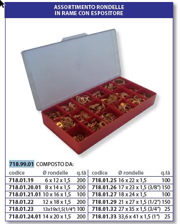 Assortimento rondelle in rame con espositore