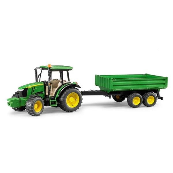 Modellino trattore John Deere 5115M con rimorchio