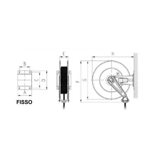 Avvolgitubo fisso in acciaio per gasolio 10bar | Senza tubo o tubo 8m | FX-460