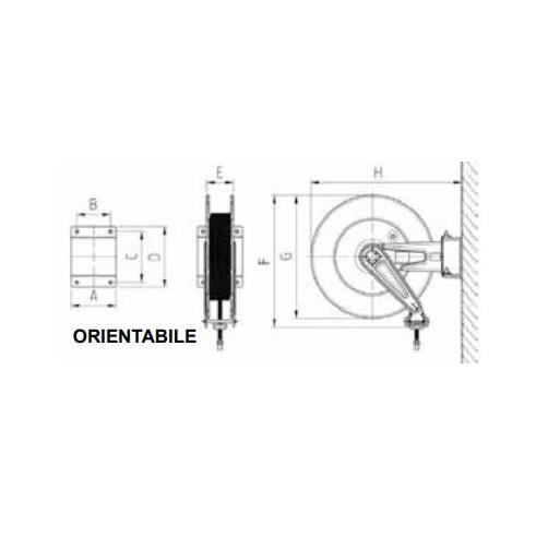 Avvolgitubo orientabile in acciaio per gasolio | Senza tubo o tubo 8m | SX-460