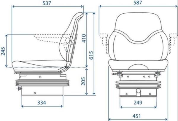 Sedile per trattore SC 79 in skay con guide e molleggio ad aria stretto