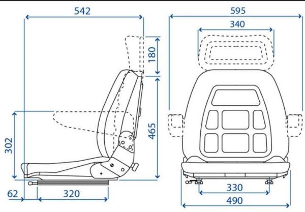 Sedile SC 95 in stoffa a base piana con guide