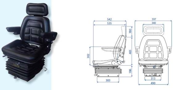 Sedile SC 90 in skay base piana con guide e molleggio ad aria 