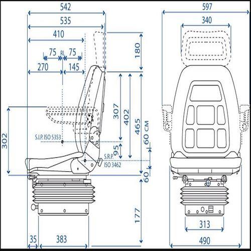 Sedile SC 95 in skay base piana con guide e molleggio ad aria largo