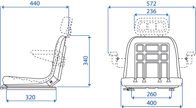 Sedile GT 60 base piana con guide