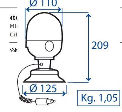 Girofaro magnetico con ventosa 12 o 24 V