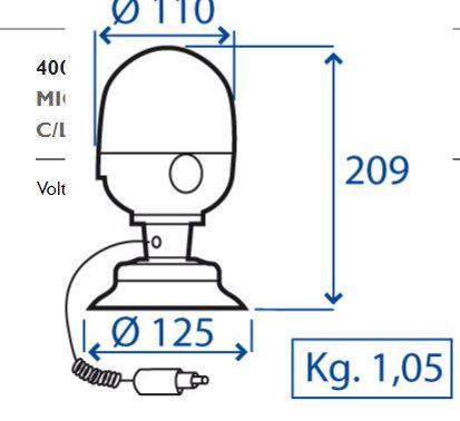 Girofaro magnetico con ventosa 12 o 24 V