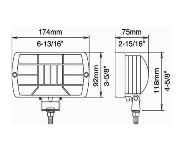 Kit 2 fari da lavoro rettangolari | 12V | 55W