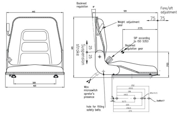 Sedile per carrelli elevatori e macchine speciali