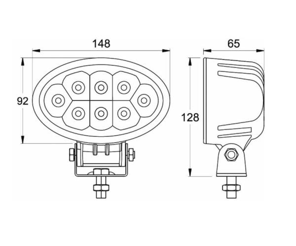 Faro da lavoro a led ovale | 12-28V | 8 Led