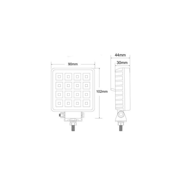 Faro lavoro 16 led | 12-24V | 16W | 2400LM con interruttore