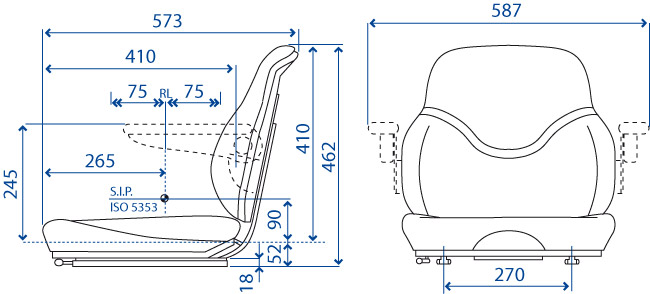 Sedile per trattore SC 79 in skay a base piana con guide