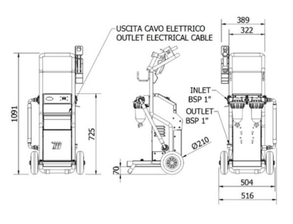 Gruppo filtrante carrellato per gasolio MecFilter | 460W | Pompa elettrica 230V