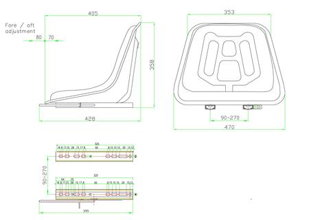 Sedile in sky con guide larghezza 470