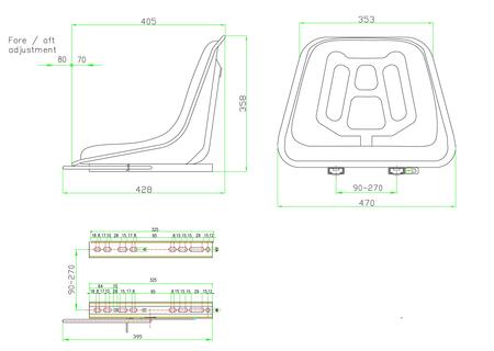 Sedile in sky con guide larghezza 470