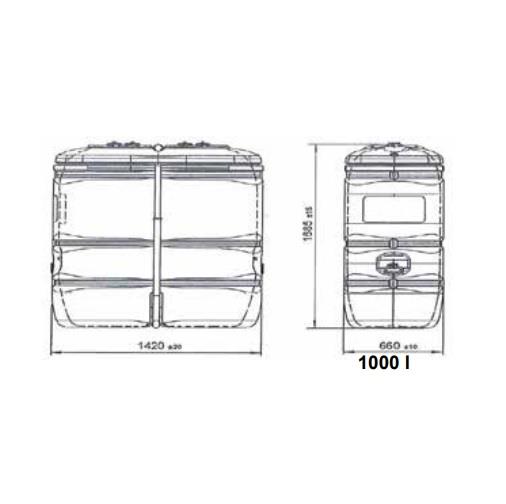 Serbatoio in polietilene per gasolio e AdBlue | 1000 litri