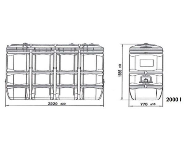 Serbatoio in polietilene per gasolio e AdBlue | 2000 litri