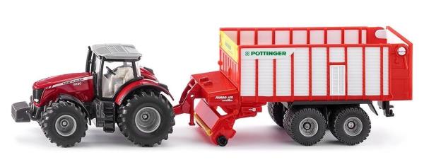 Modellino trattore Massey Ferguson con rimorchio Pottinger